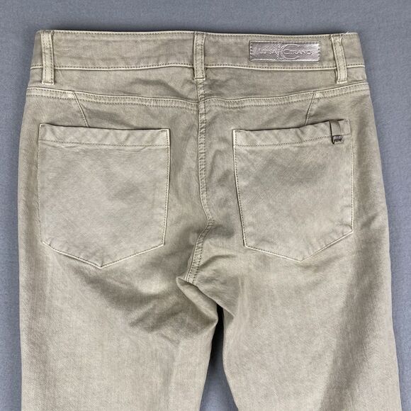 Luisa Cerano Cream Tan Denim Drop Hem Frayed Ankle Jeans Women‎ Size 6 German - Picture 4 of 8